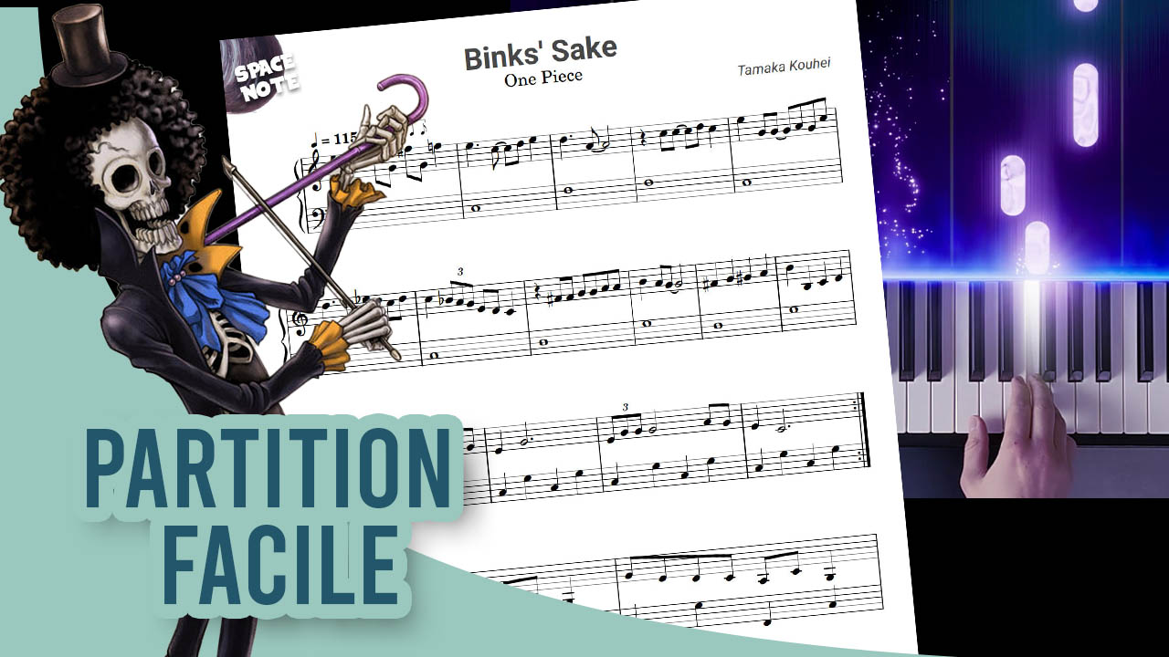 Binks' Sake One Piece - Partition piano facile - Solfège Blog